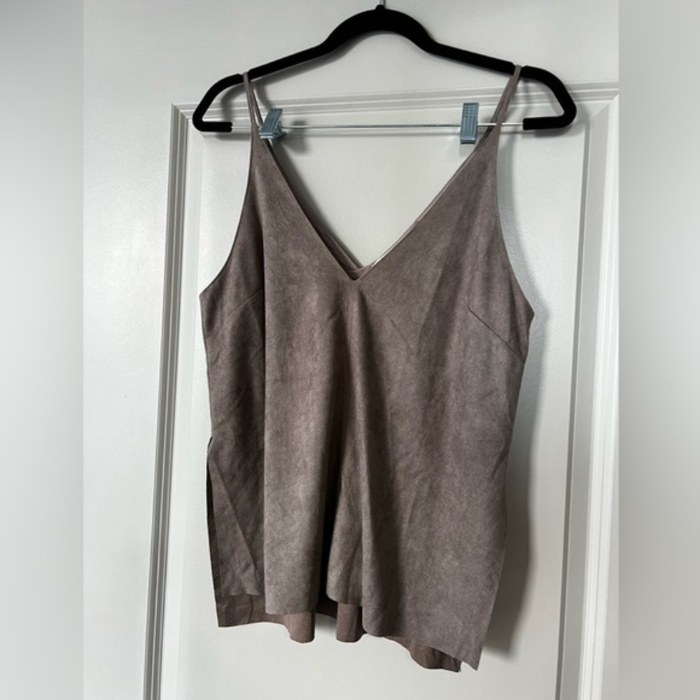NEW Brown Suede Cami Spaghetti Strap Top with Split Sides - NWOT - Size S​​